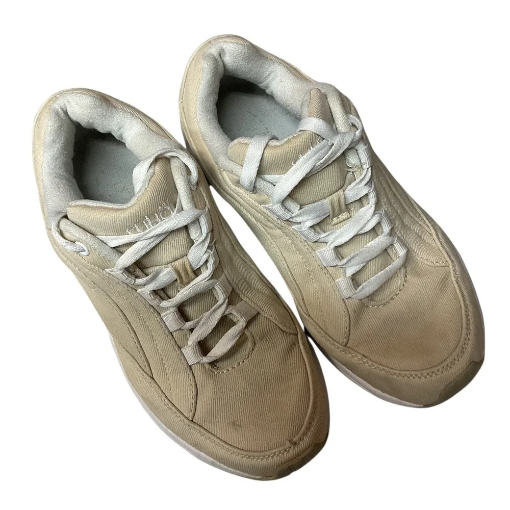 Ryka Women's Oatmeal Catalyst‎ Canvas Suede Leather Athletic Sneakers Shoes 7